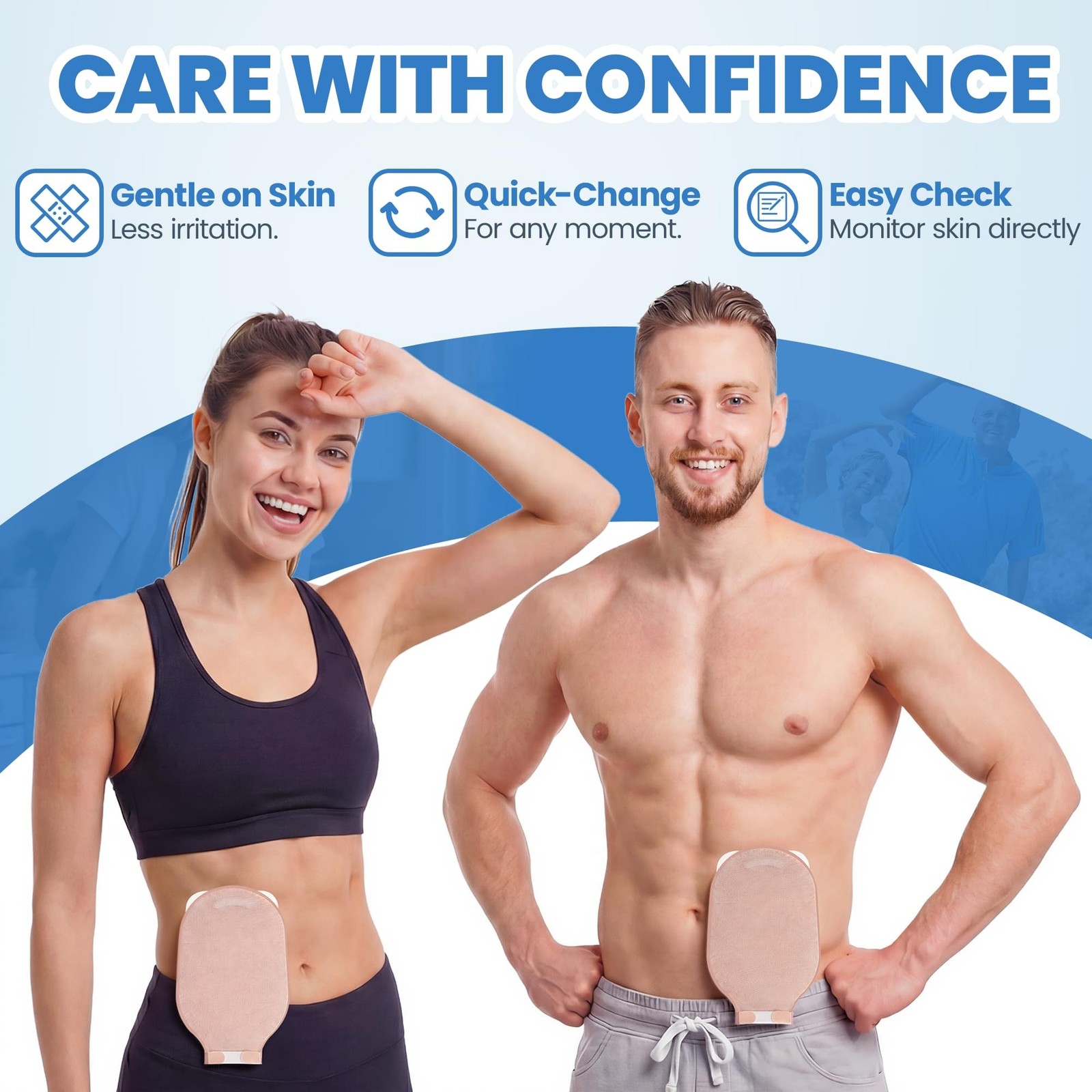 100 Count) 68 Colostomy Bags+32 Barriers, Two-Piece System with Hook and Loop…
