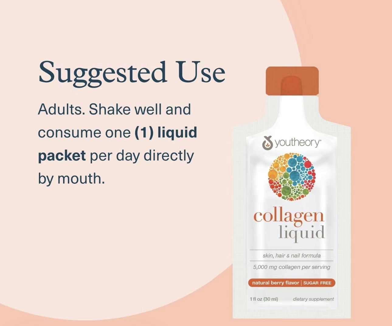 Youtheory Liquid Collagen 5,000mg Natural Berry Sugar-Free 12 Count Hair Skin