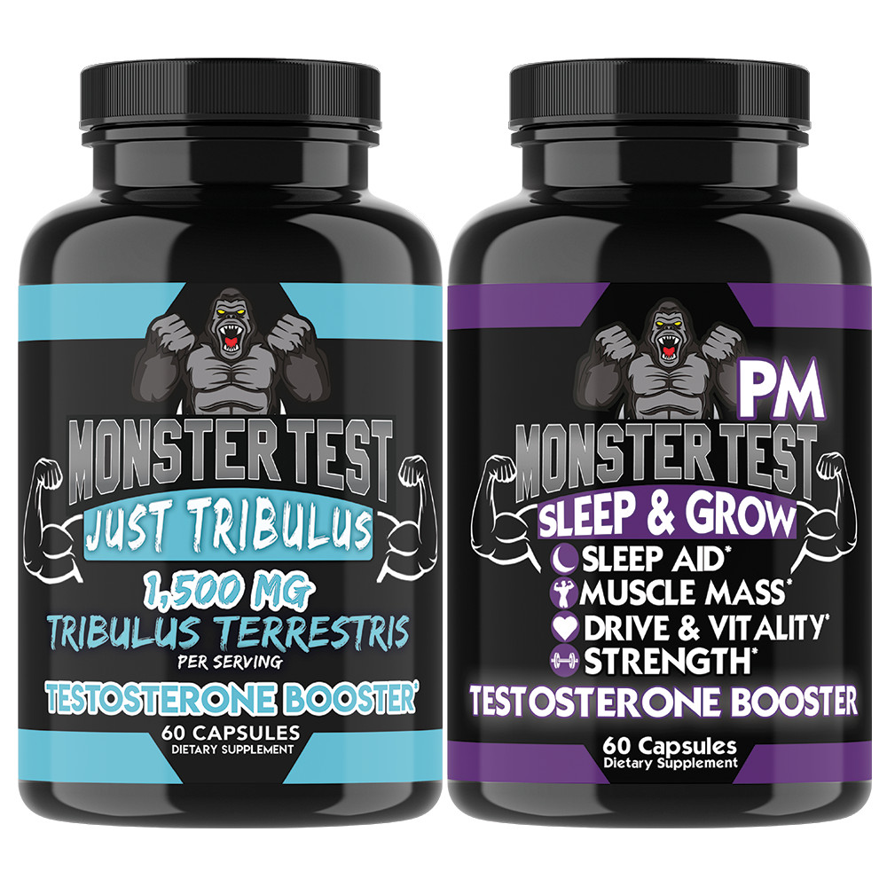 Monster Test Mens Just Tribulus + Monster PM Sleep Aid Testosteron Booster 2pk