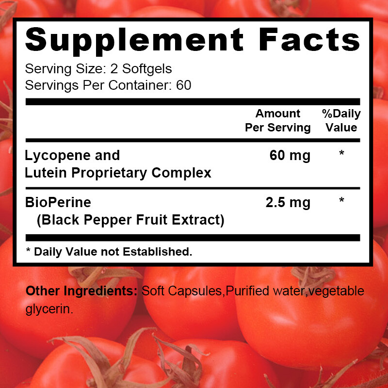 Lycopene & Lutein Complex 60mg, Supports Prostate, Heart & Eye Health