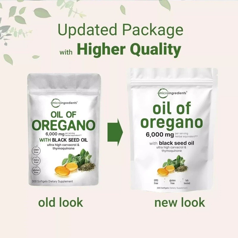 3 Pack New Oil of Oregano with Black Seed Oil, 300 Softgels Microingredients