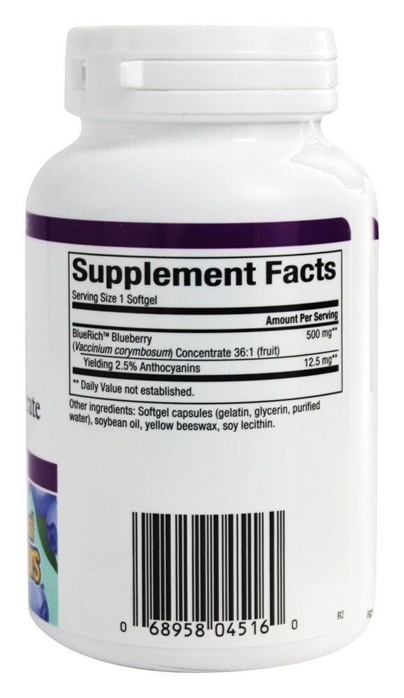 Natural Factors BlueRich Super Strength Blueberry Concentrate 500mg,90Softgels