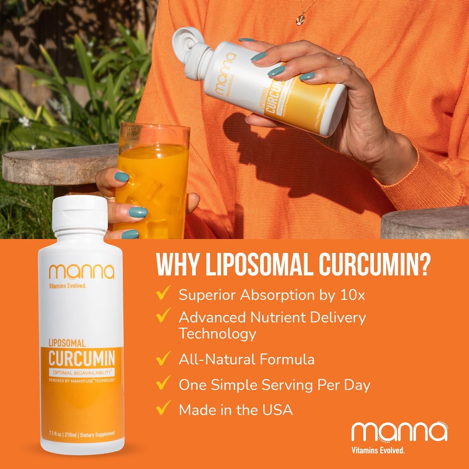 Manna Vitamins Evolved Liposomal Liquid Curcumin for 7.1 Fl Oz (Pack of 1)