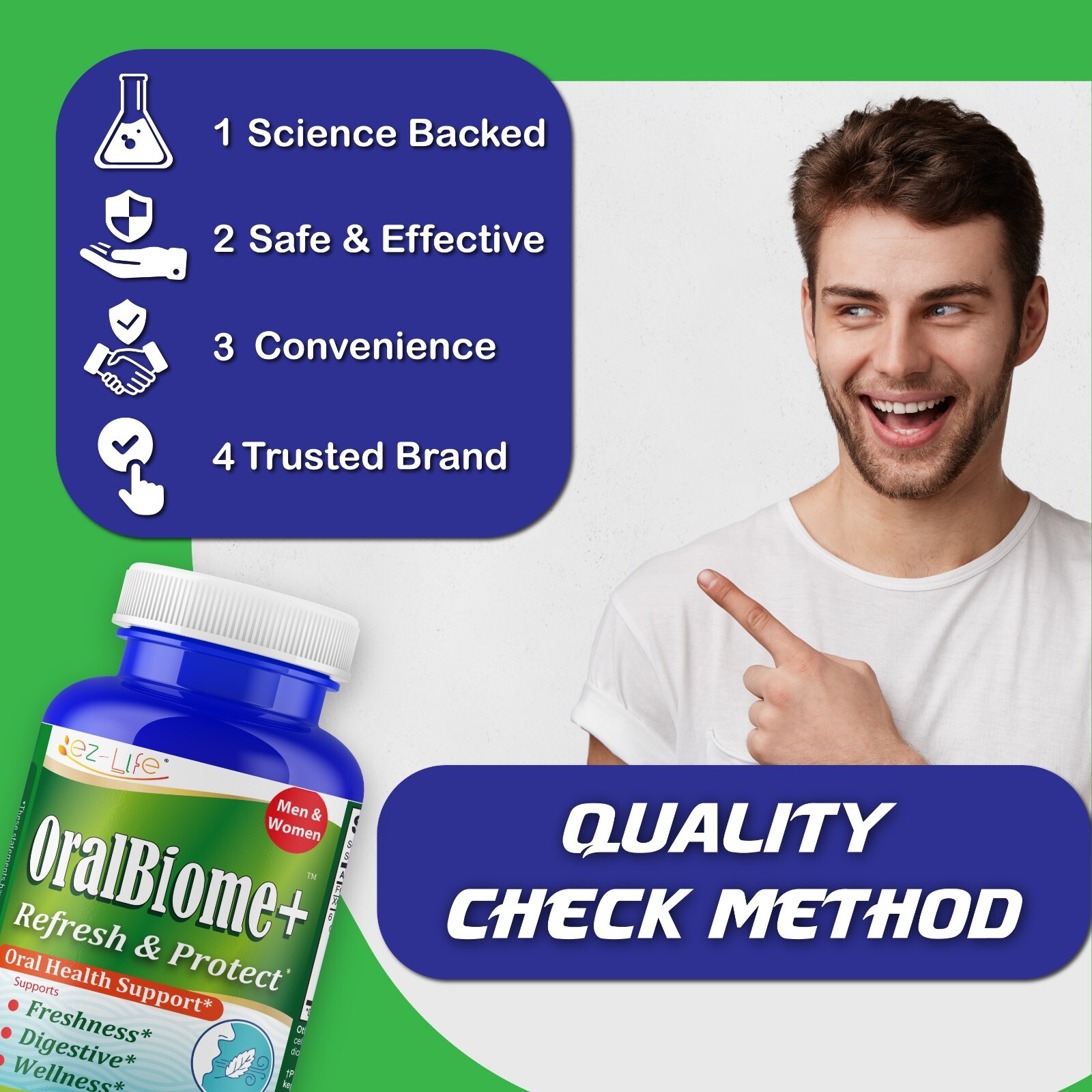 Oral Probiotics for Mouth Bad Breath for Adults-Fresh Breath 60 Capsules
