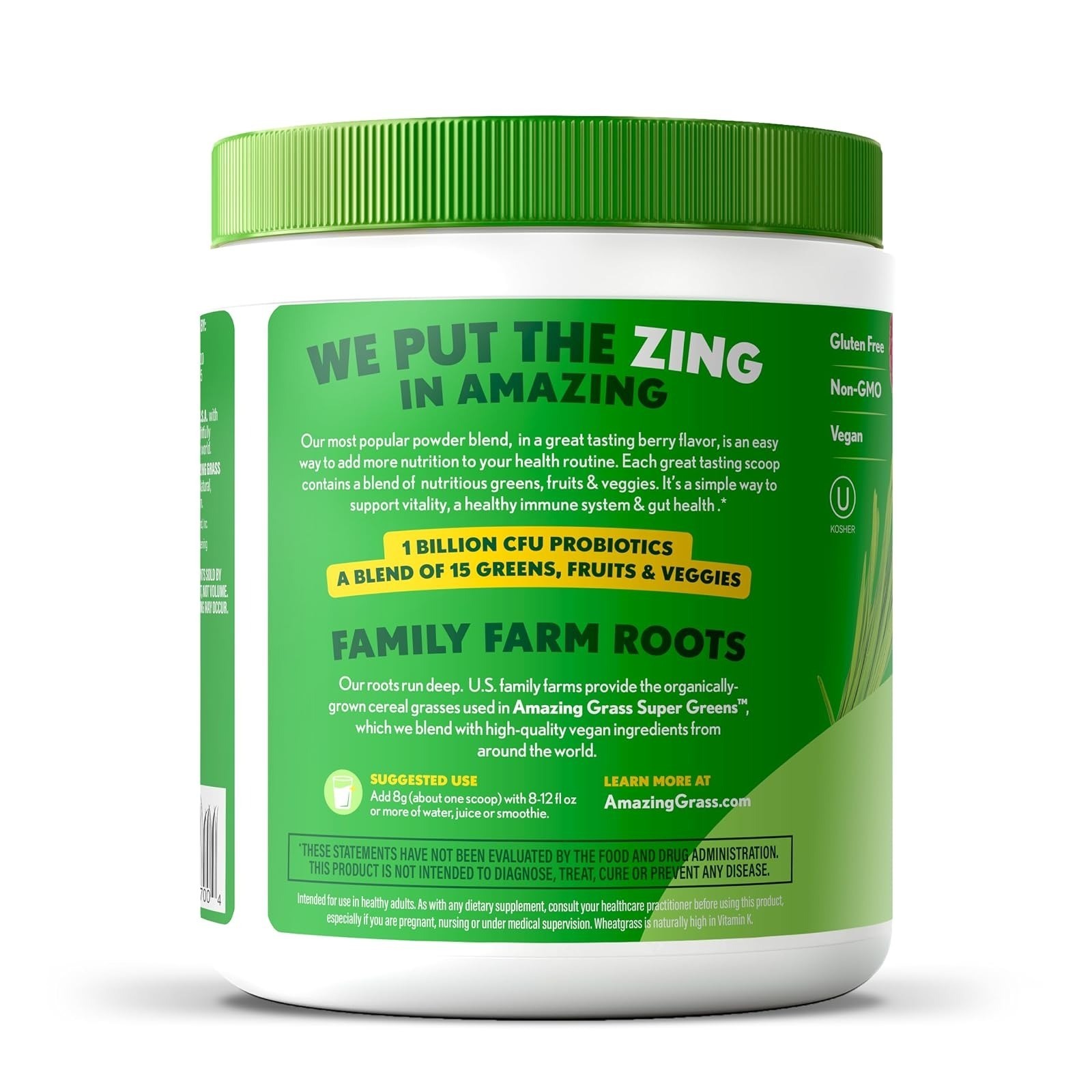 Amazing Grass Super Greens Powder – Organic Berry Flavor – 30 Servings
