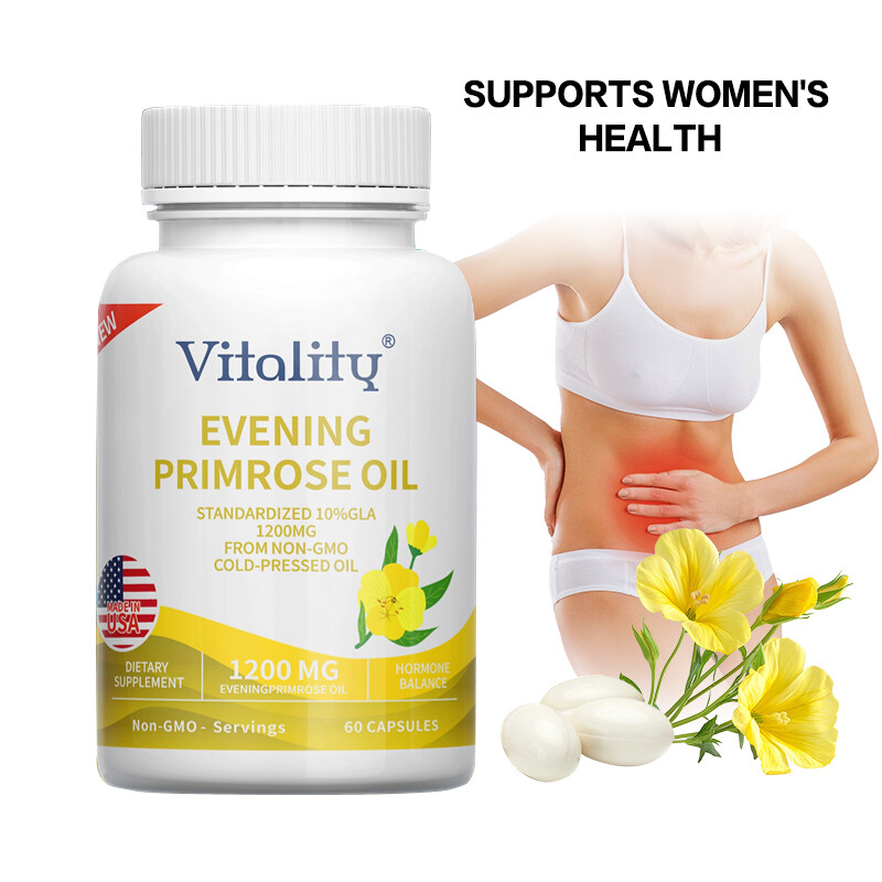 EVENING PRIMROSE Oil STANDARDIZED 10%GLA 1200MG FROM NON-GMO COLD-PRESSED OIL