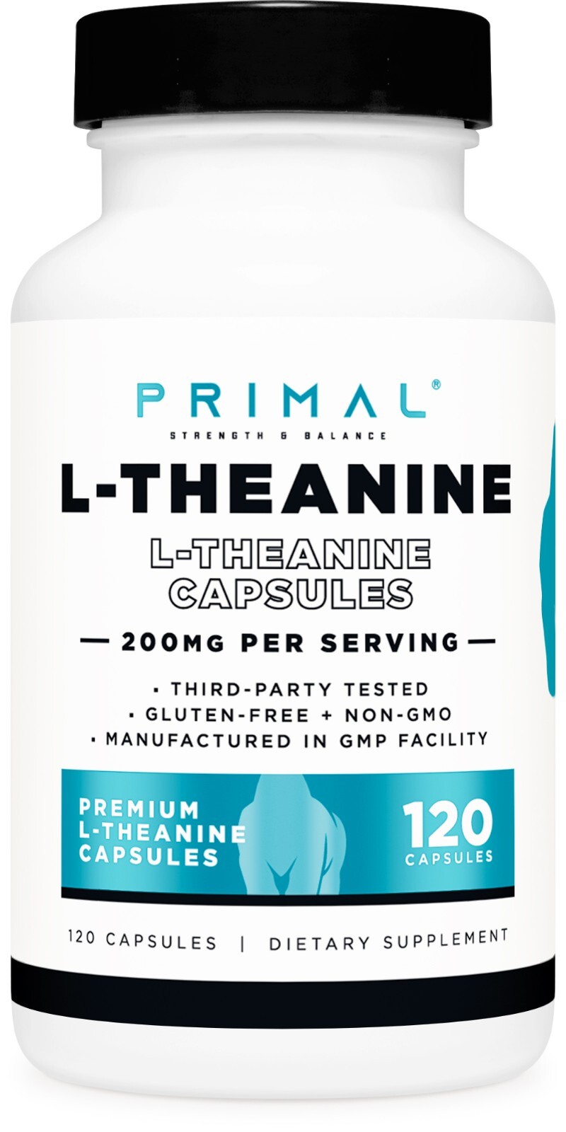 Primal L-Theanine Capsules (120 Servings, 200mg Per Serving)