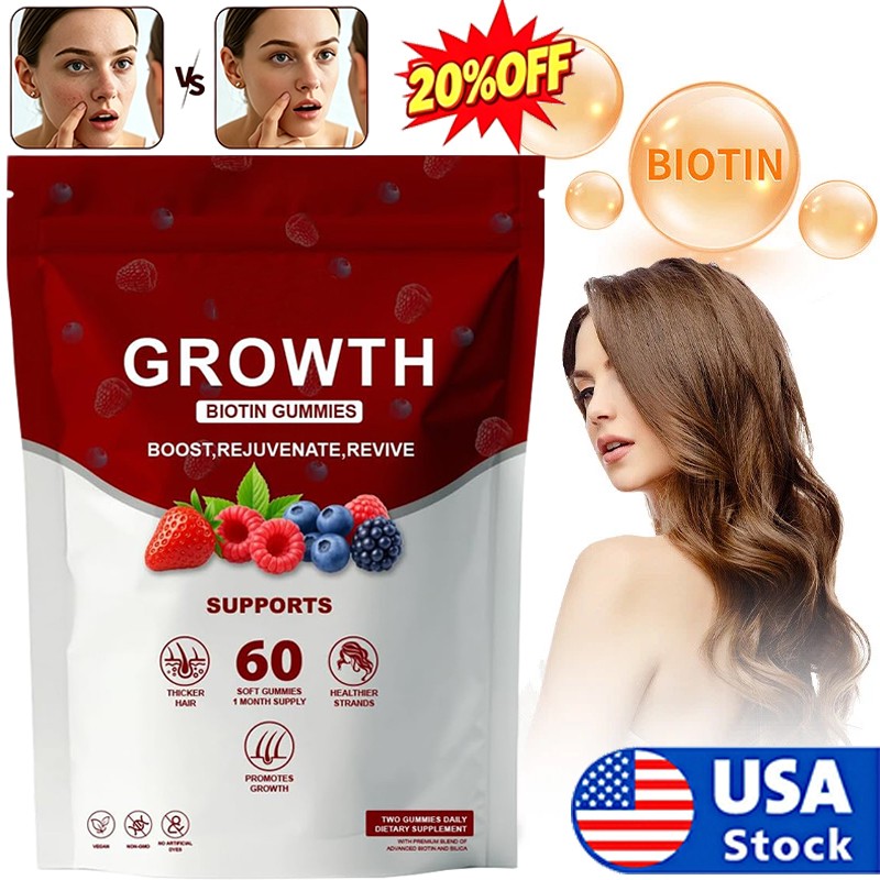 Hair Growth Gummies – Biotin Vitamins Plant Extracts, Supports Health