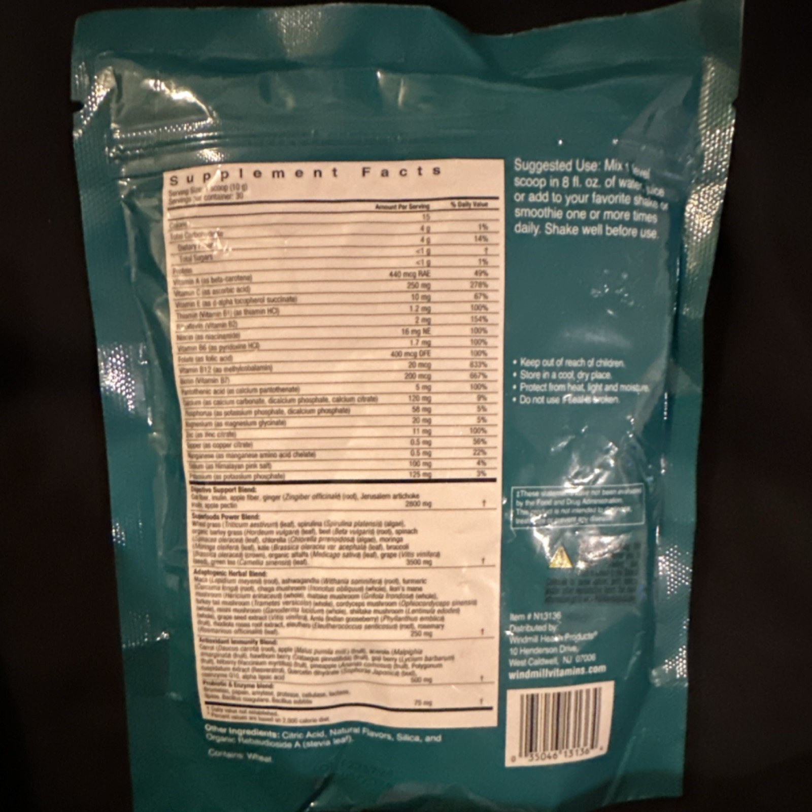 Power Greens Complete Green Food Powder Natural Berry 10.58oz Energy Support