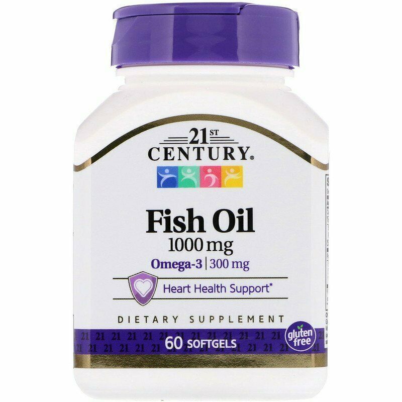 21st Century Fish Oil 1000mg Omega 3 300mg Heart Health Support Softgels 60 ct