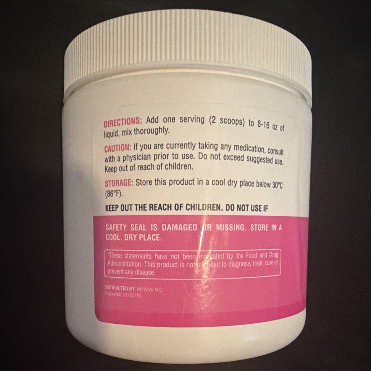InfoWars M.D. Ageless Vitality Collagen Powder Unflavored 30 Servings 7 oz