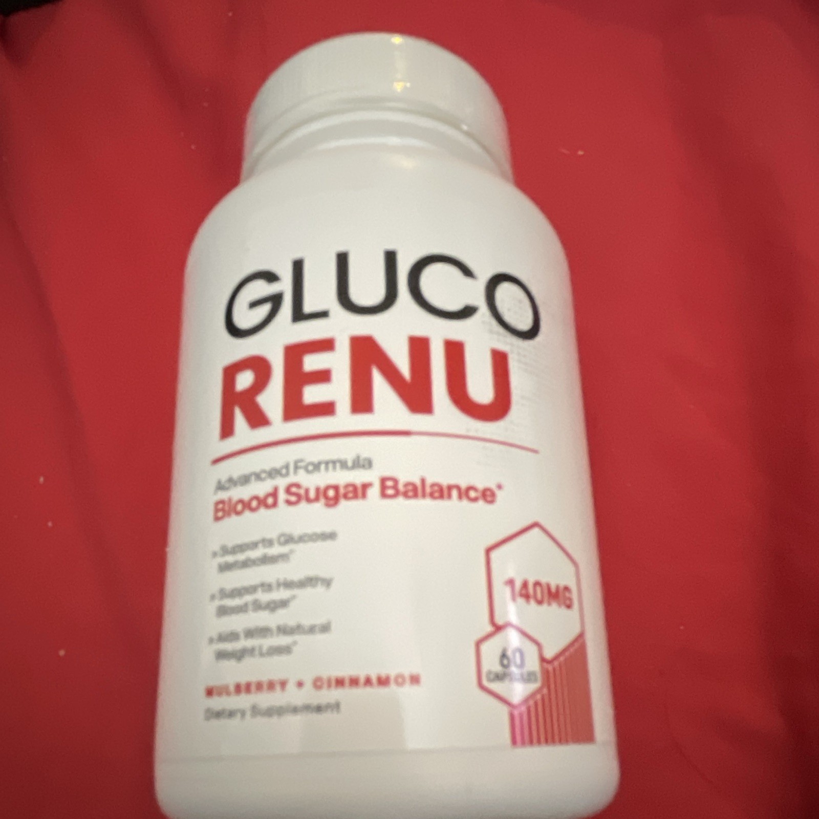 GLUCO RENU Blood Sugar Support Dietary Supplement Capsules 140 mg, 60 Count