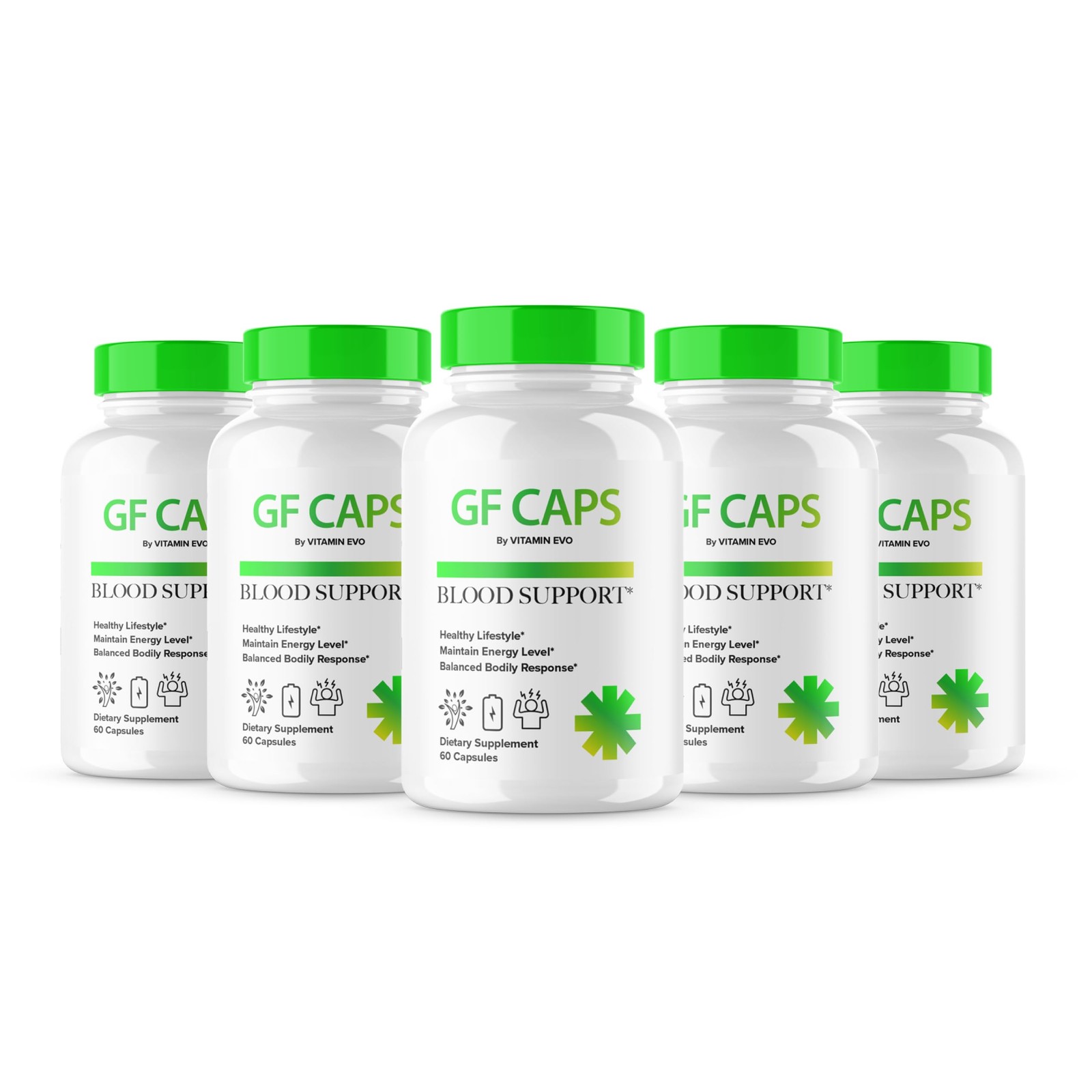 (5 Pack) GF Caps Capsules, Official GF Caps Advanced Blood Formula Support 300ct