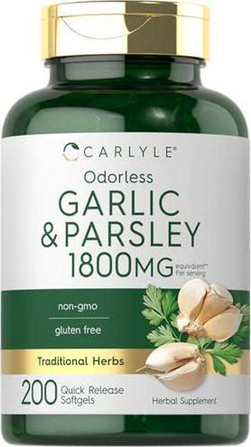 Carlyle Odorless Garlic and Parsley 1800mg | 200 Softgels | Non-GMO, Gluten Free