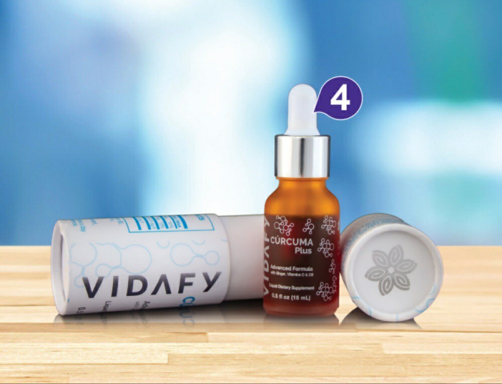 (Authorized Vidafy Rep) 4 Pack Curcumin Plus Drops With Vitamin D3 & Ginger