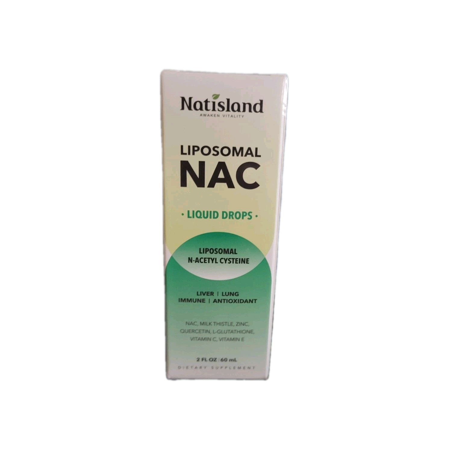 Natisland Liposomal NAC Liquid Drops 2 oz Sealed Exp 11/2027 Vegan GMP