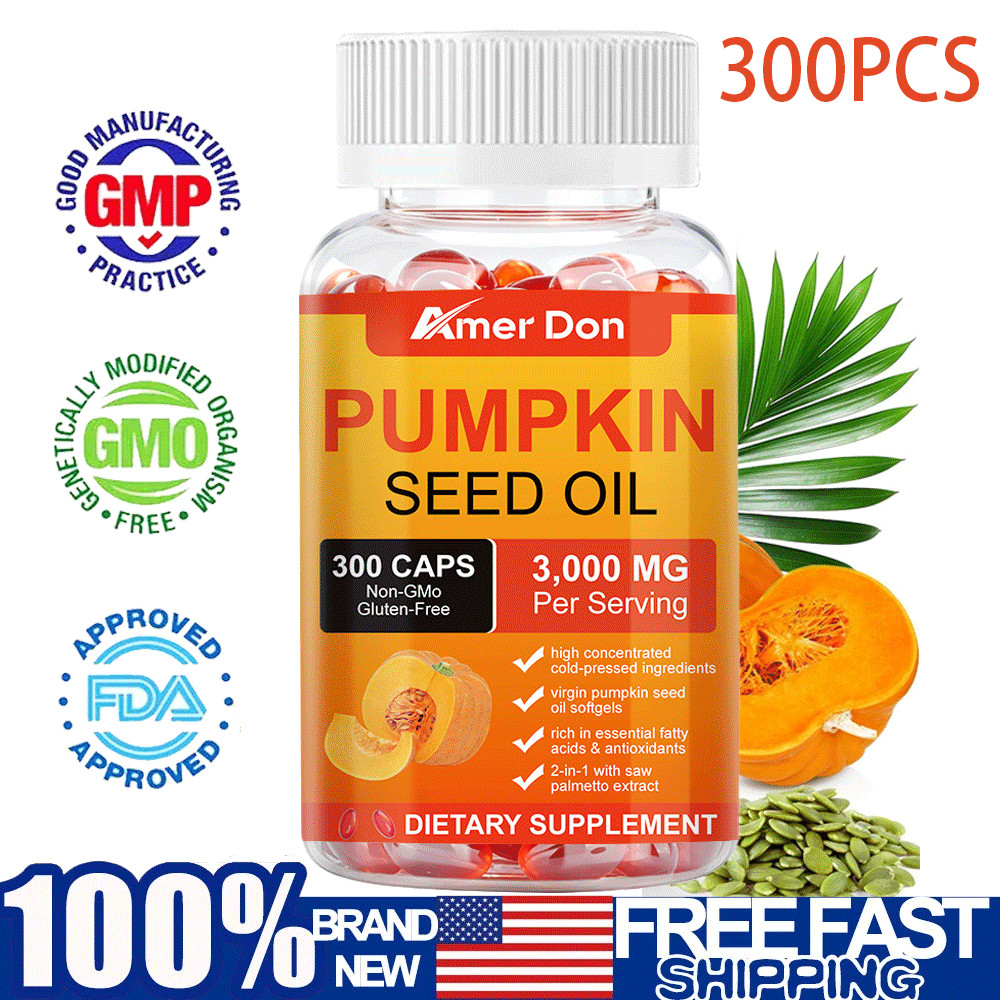 Pumpkin Seed Oil Saw Palmetto 3000mg Softgels Natural Prostate Support Free ship