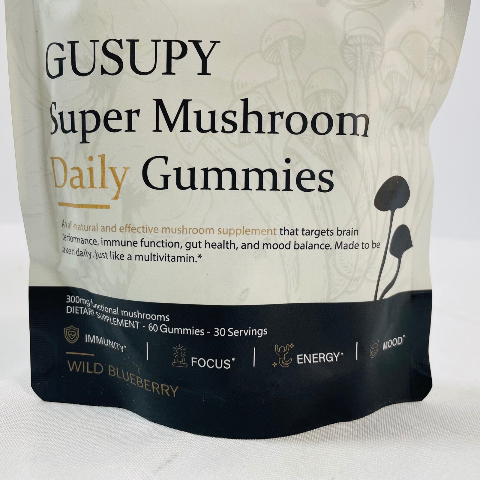 Gusupy Super Mushroom Daily Gummies Wild Blueberry 60ct Lot of 2 Exp 2027
