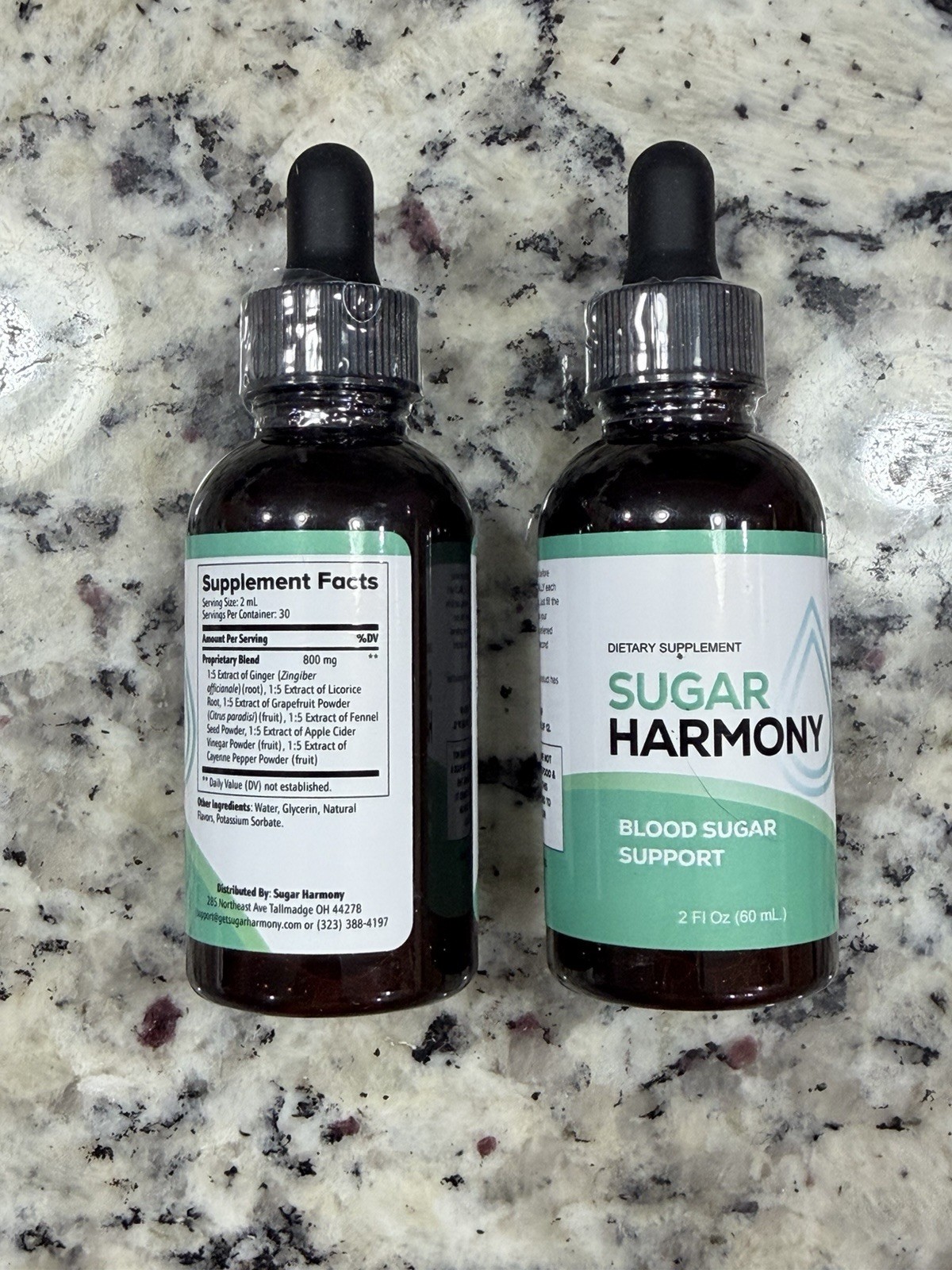 2PK Sugar Harmony Blood Sugar Support Liquid Drops Vegan Unflavored 2 fl oz