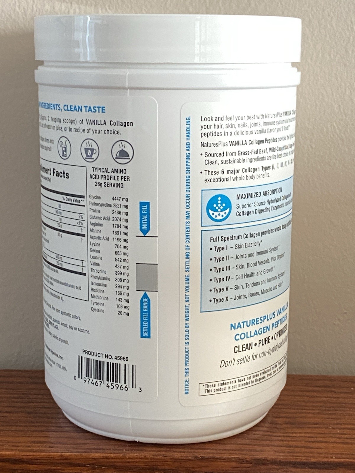 NEW NaturesPlus Collagen Peptides Vanilla Powder 0.8 lb (364 g) Non-GMO GF