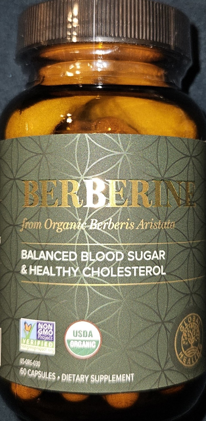 Global Healing Organic Berberine (Berberina) with Ceylon Cinnamon 1200mg 60 Caps