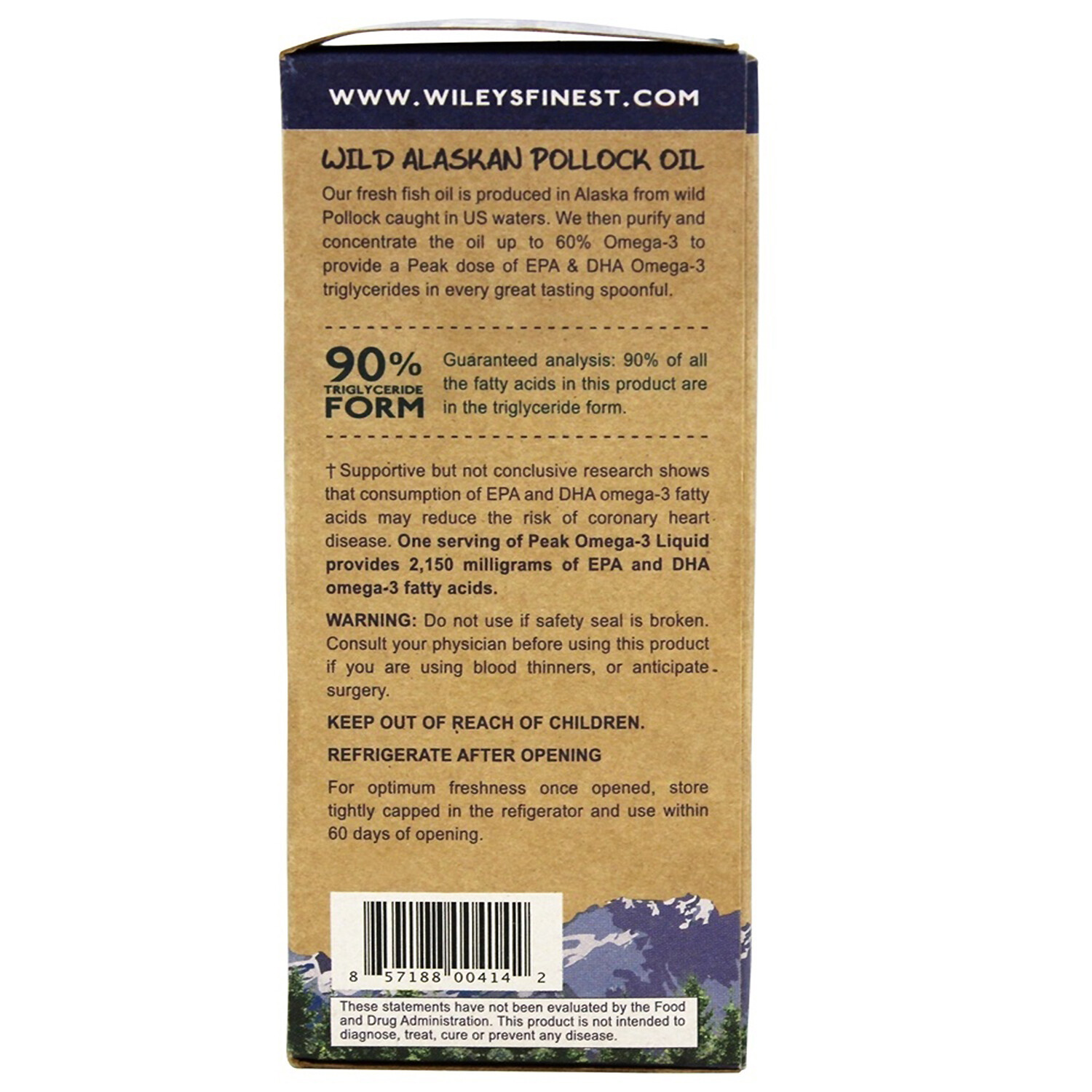 Wiley’s Finest Wild Alaskan Fish Oil Peak Omega-3 Liquid, Lemon, 8.45 Ounces
