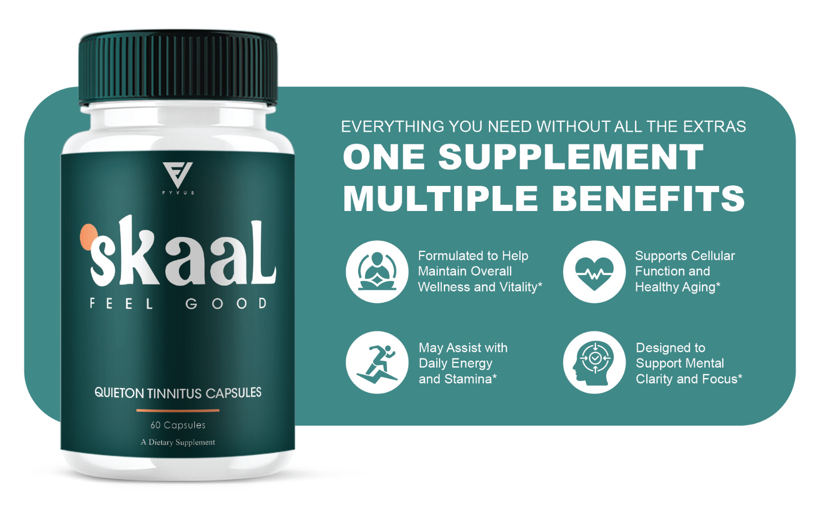(3 Pack) Skaal Quieton Tinnitus Capsules, Skaal Ear Health Pills (180 Capsules)