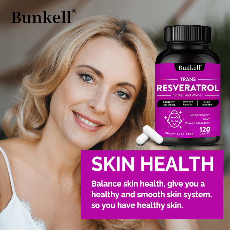 Resveratrol Capsules Anti-Aging Antioxidants, Brain & Immune Support