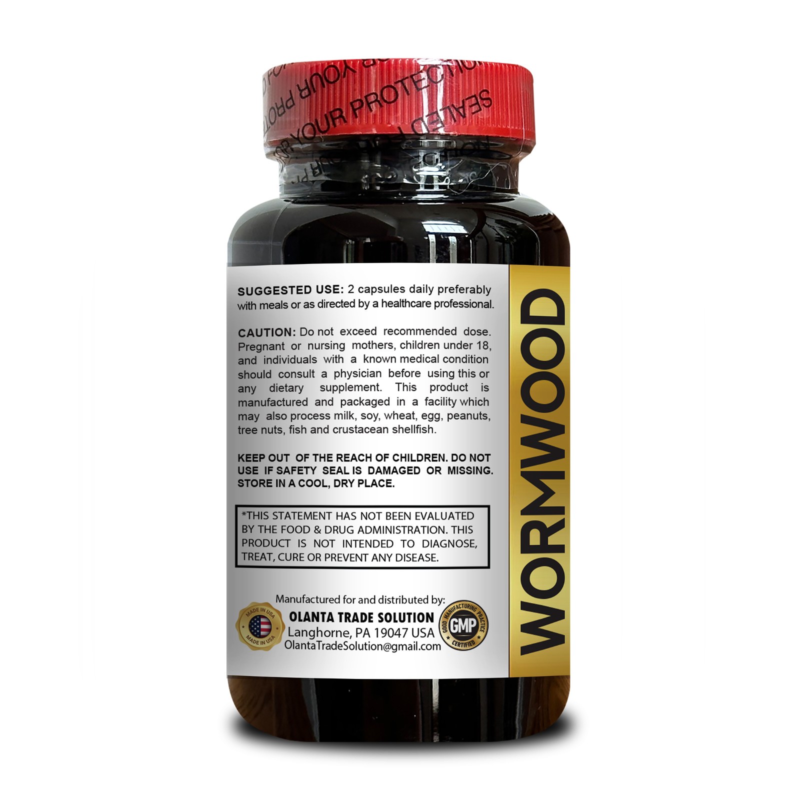 Wormwood Herbal Wellness Blend with Black Walnut Hull and Reishi Mushroom 1Bot