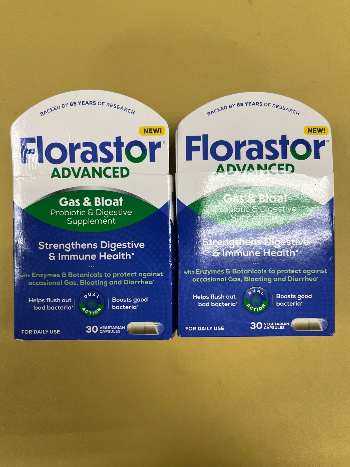 2 New Florastor Advanced Gas & Bloat Probiotic – 30 Capsules Each Exp. 06/2026