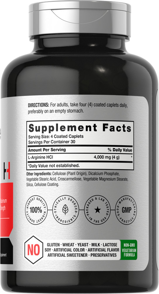 L Arginine 4000mg | 120 Caplets | Max Strength | Vegetarian | by Horbaach