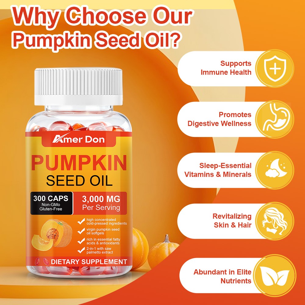 Pumpkin Seed Oil Saw Palmetto 3000mg Softgels Natural Prostate Support Free ship