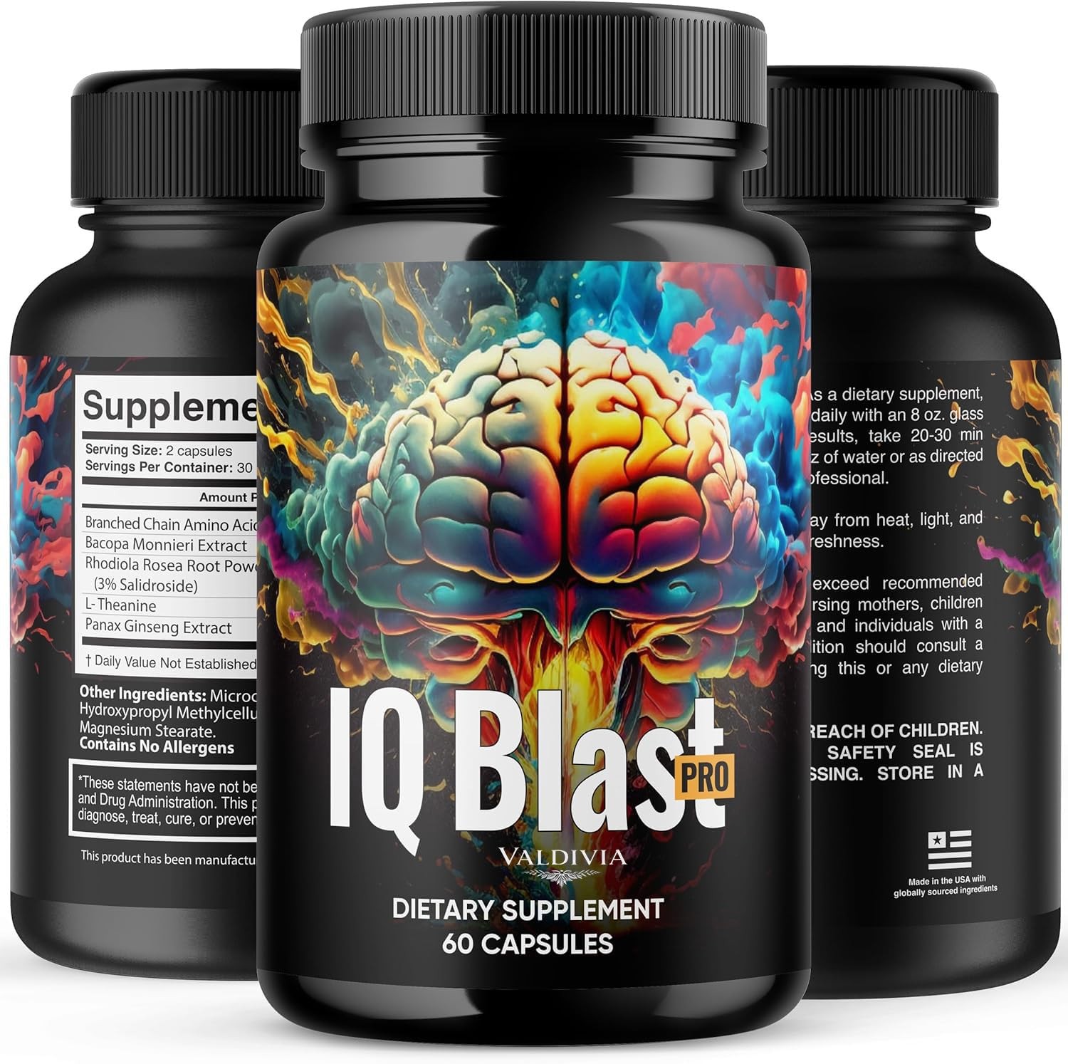 Valdivia IQblast Pro Brain Support Supplement Memory Focus Made in USA