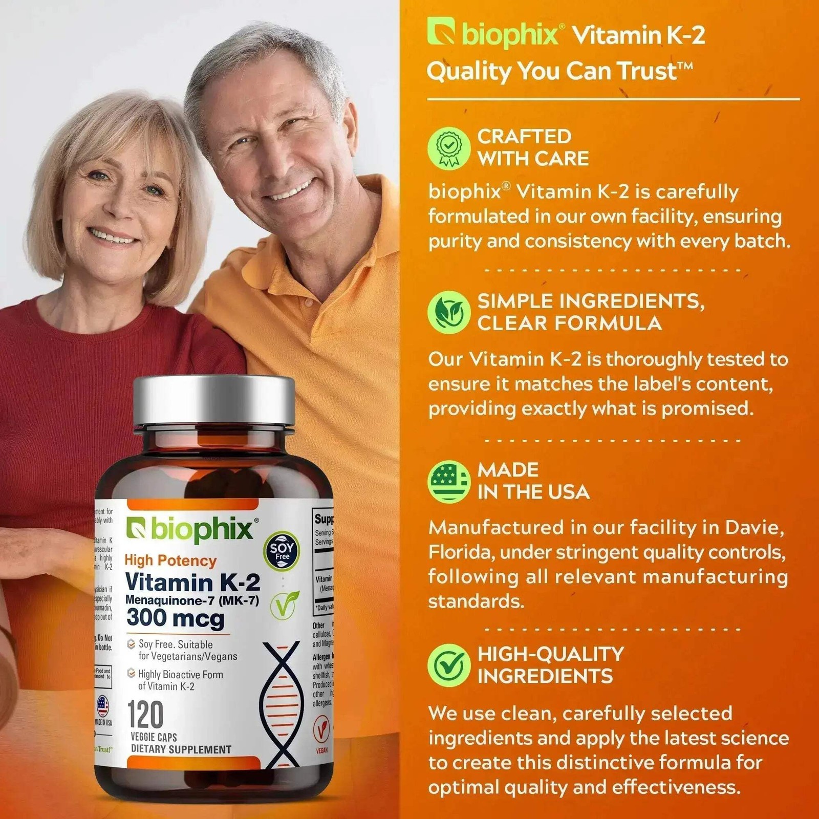Biophix Vitamin K-2 MK-7 300 mcg 120 Vegetarian Capsules