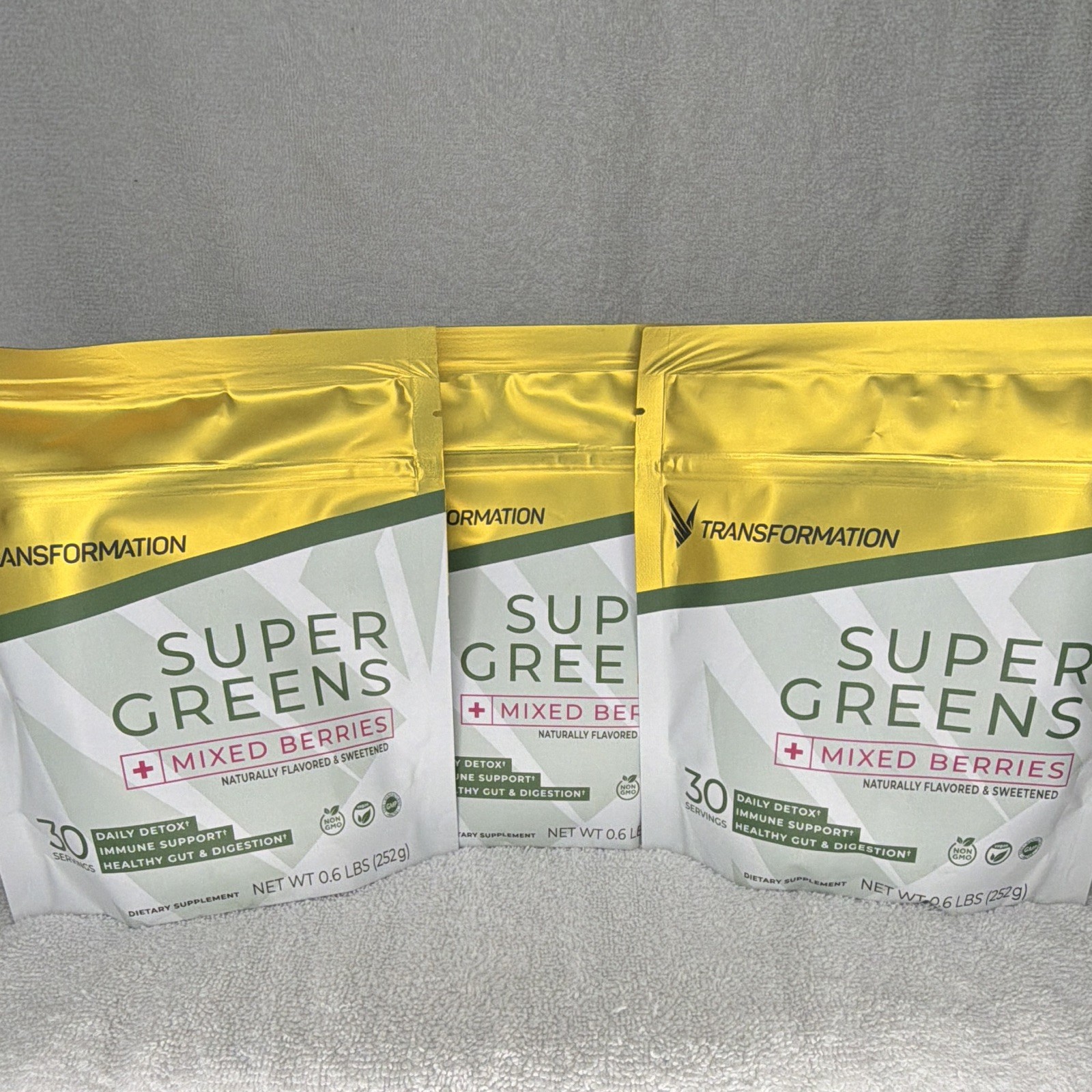 Transformation Super Greens Mixed Berries Powder Vegan Gluten Free 0.6lb 252g