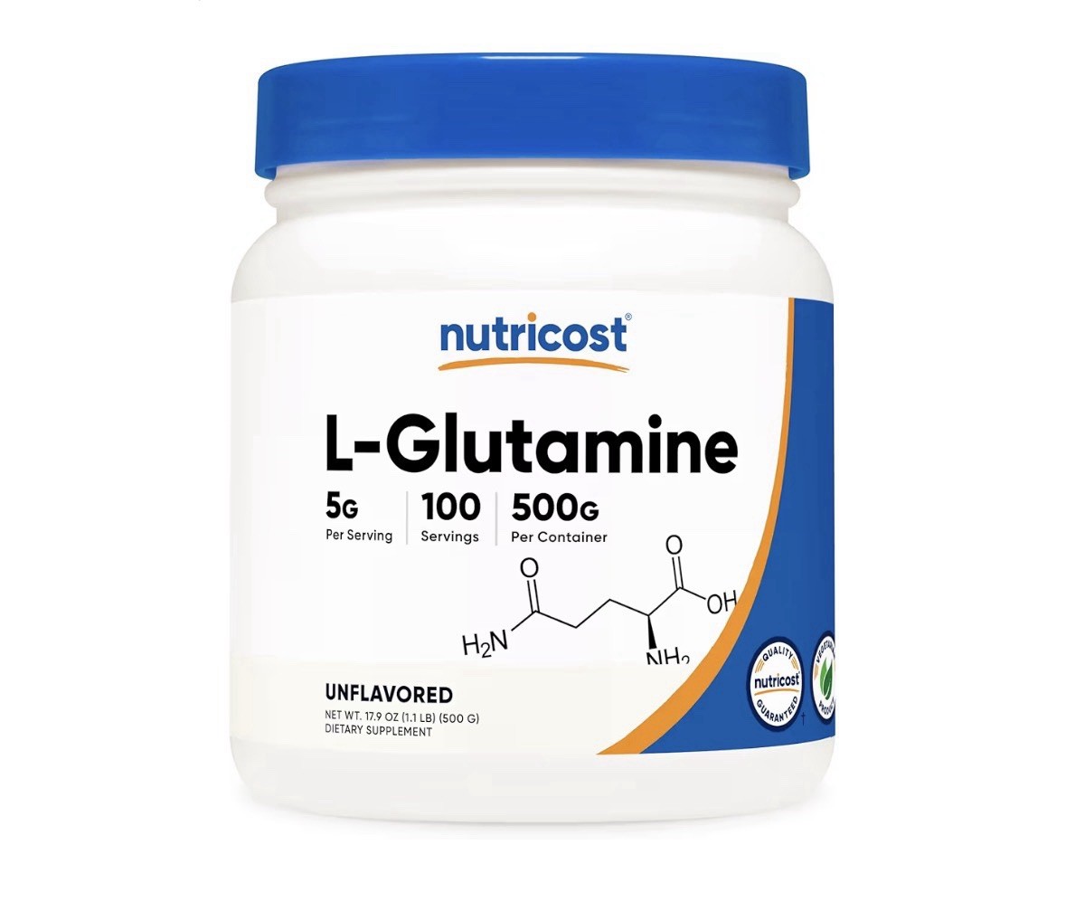NEW Nutricost L-Glutamine Powder (500 Grams) Unflavored – Gluten-free & Non-GMO