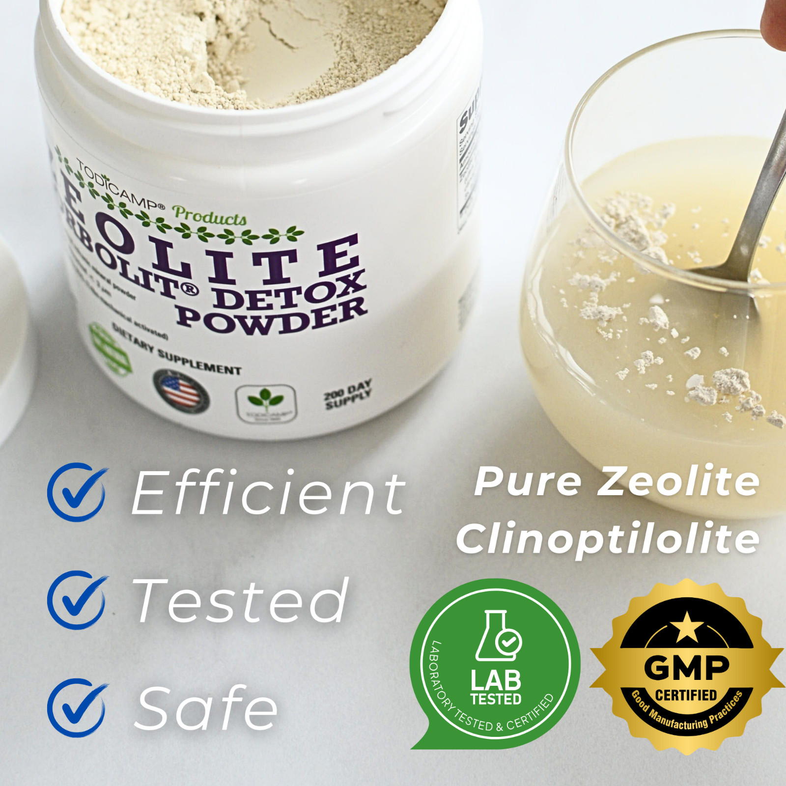Zeolite Clinoptilolite Powder by TODICAMP® – Ultra FINE 1-2 µm – 454 Days Supply