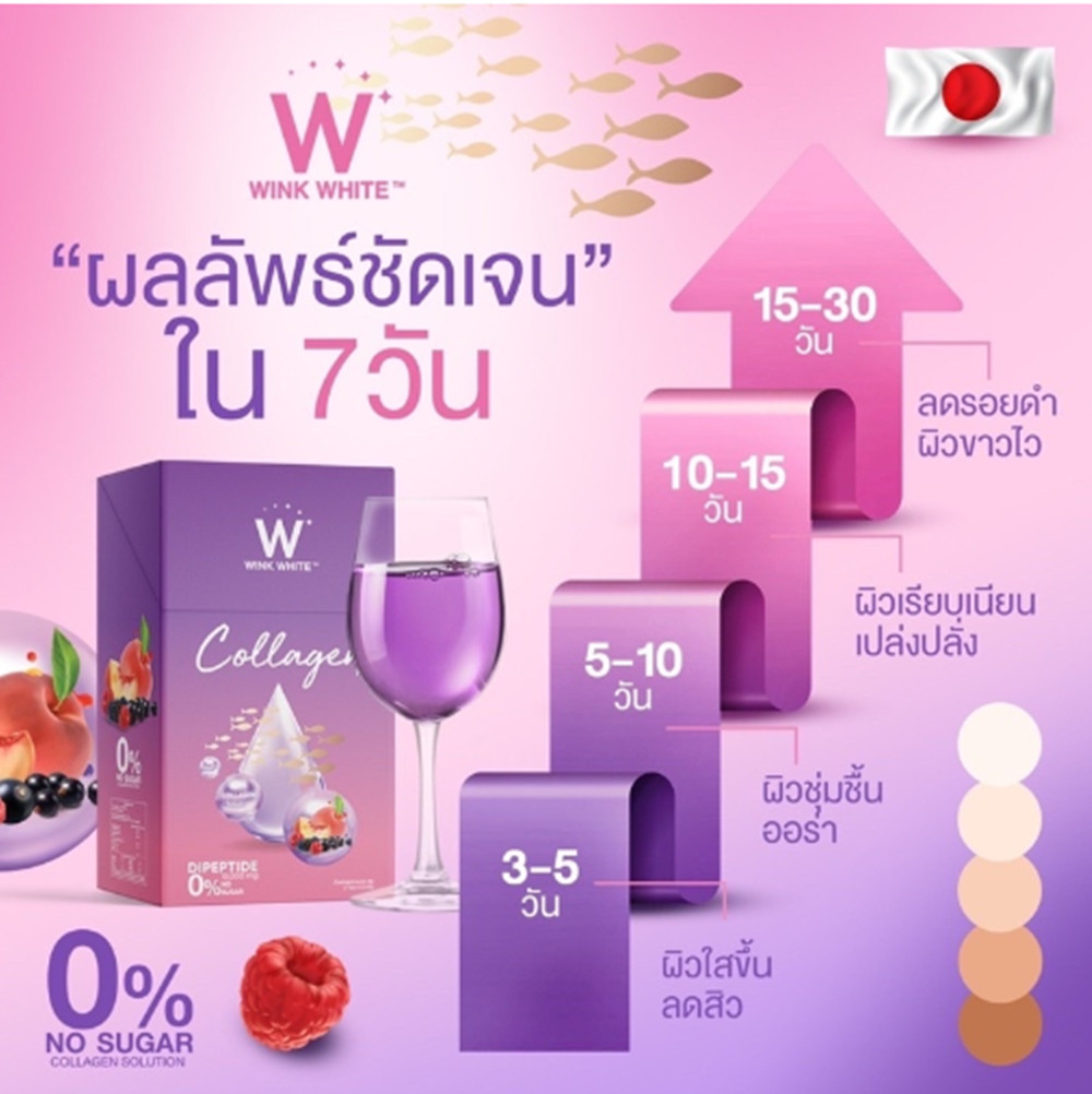 9X W Collagen Plus Wink White Drink Powder Anti Aging Brightening Hair Nails Ski