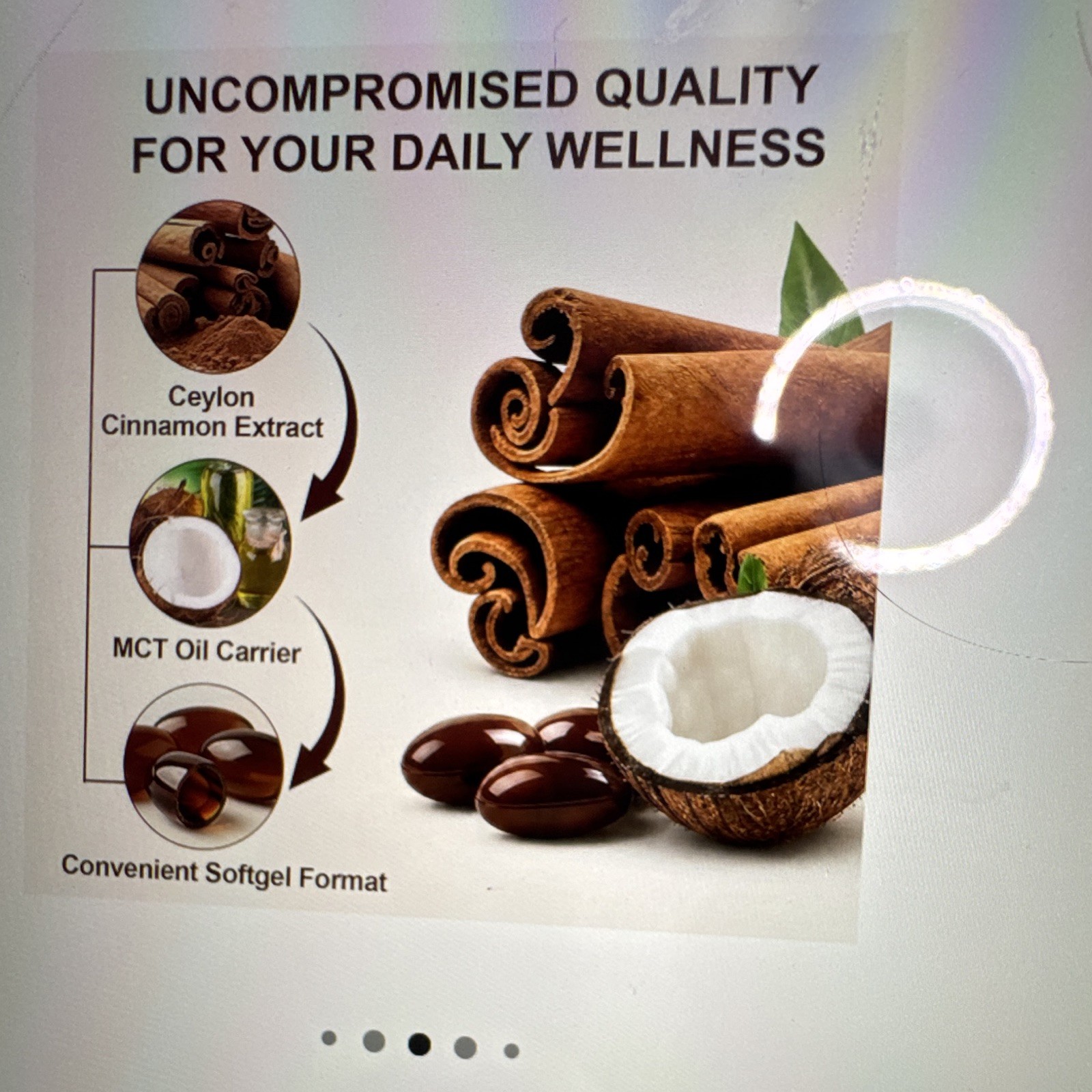 Ninsiec Ceylon Cinnamon Extract + MCT Oil Softgels 300 Antioxidant Non-GMO