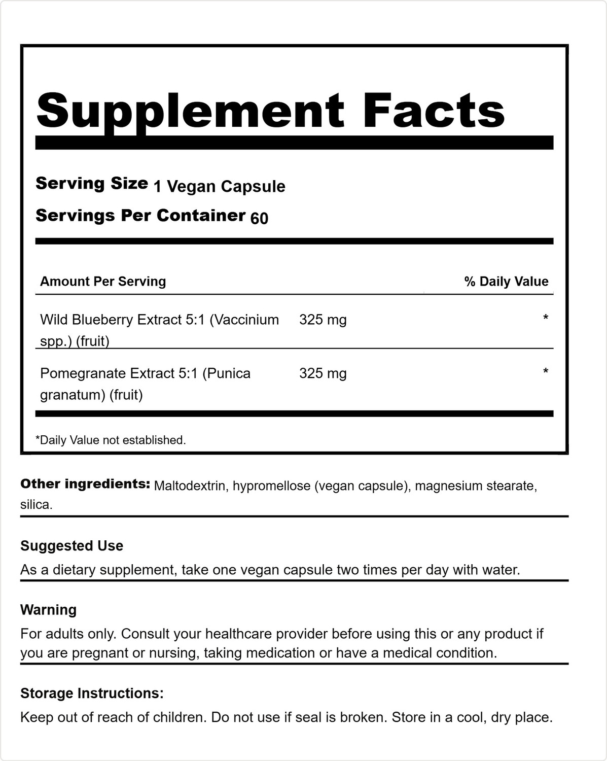 Swanson Wild Blueberry + Pomegranate 60 Veggie Capsules
