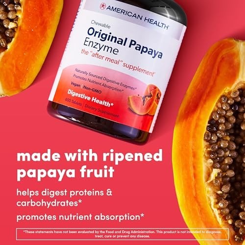 American Health Original Papaya Enzyme Chewable 600 Tablets
