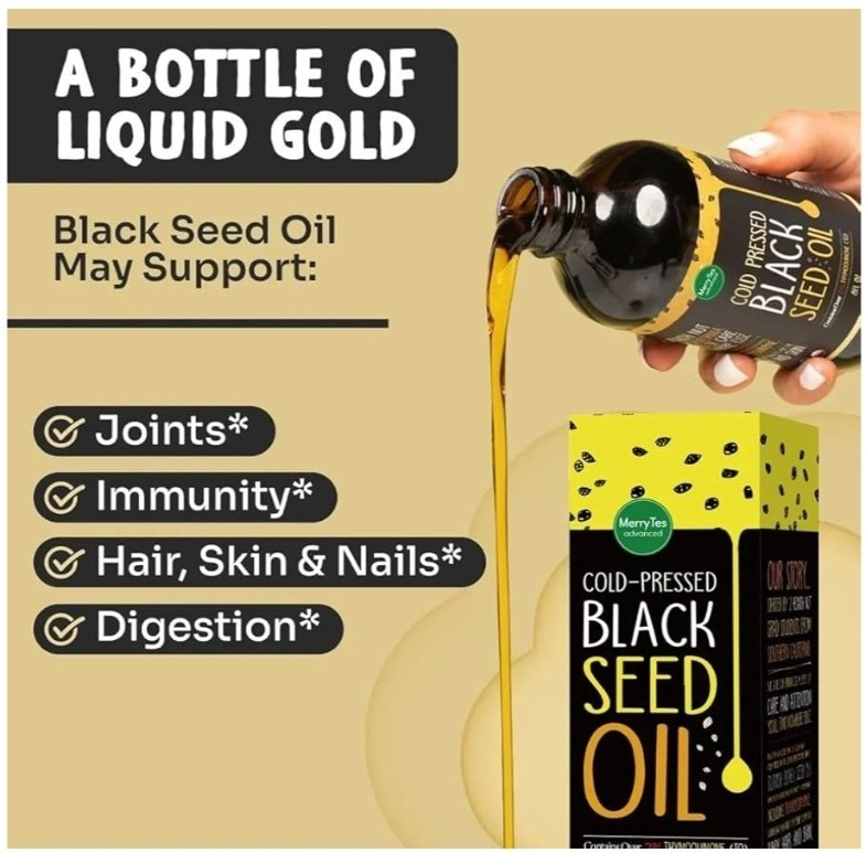 MerryTeS Advanced Cold Pressed Black Seed Oil Vegan Halal TQ, 8 fl oz