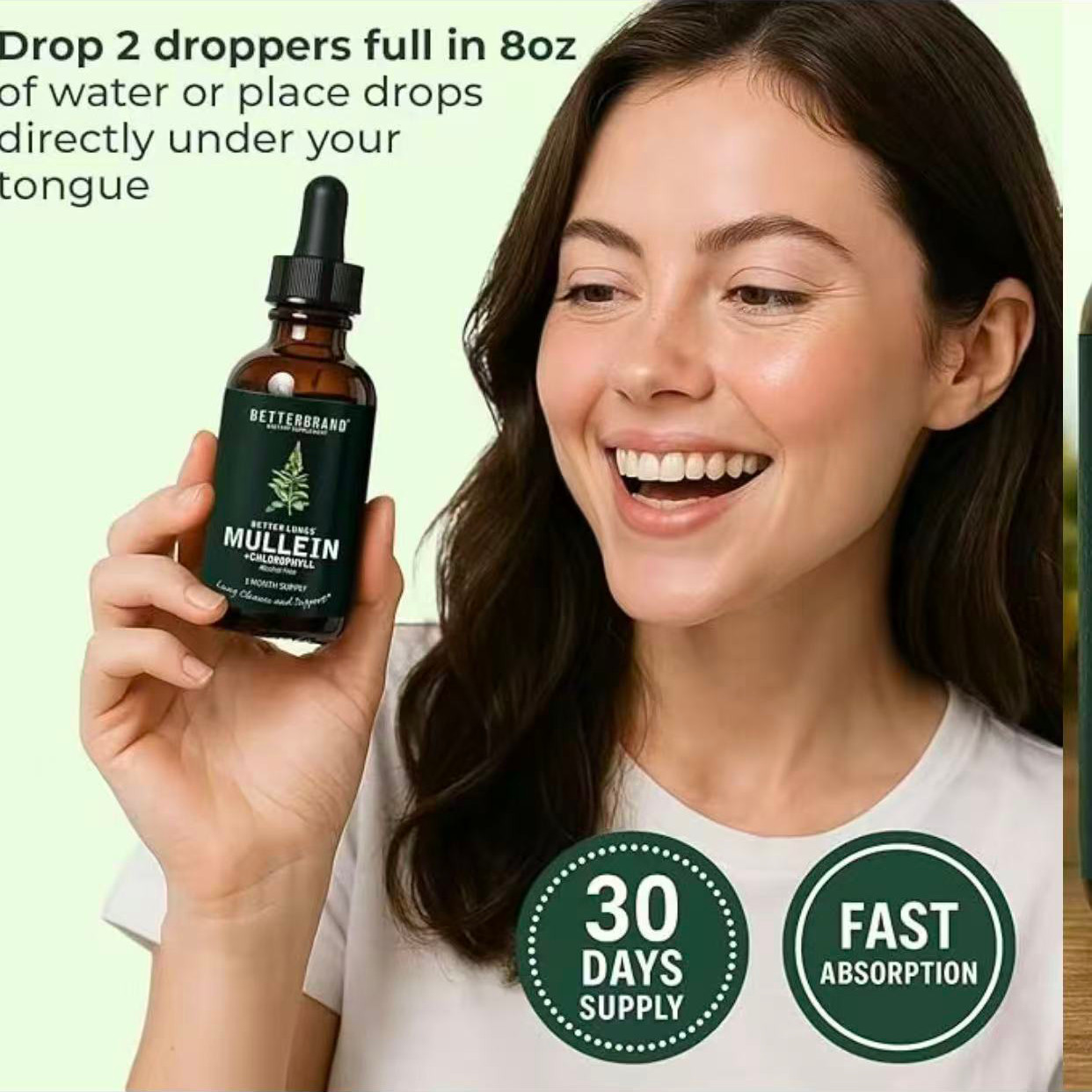 Drops Leaf & Chlorophyll Mullein for Lung Detox & Mucus Cleanse – 30 Servings