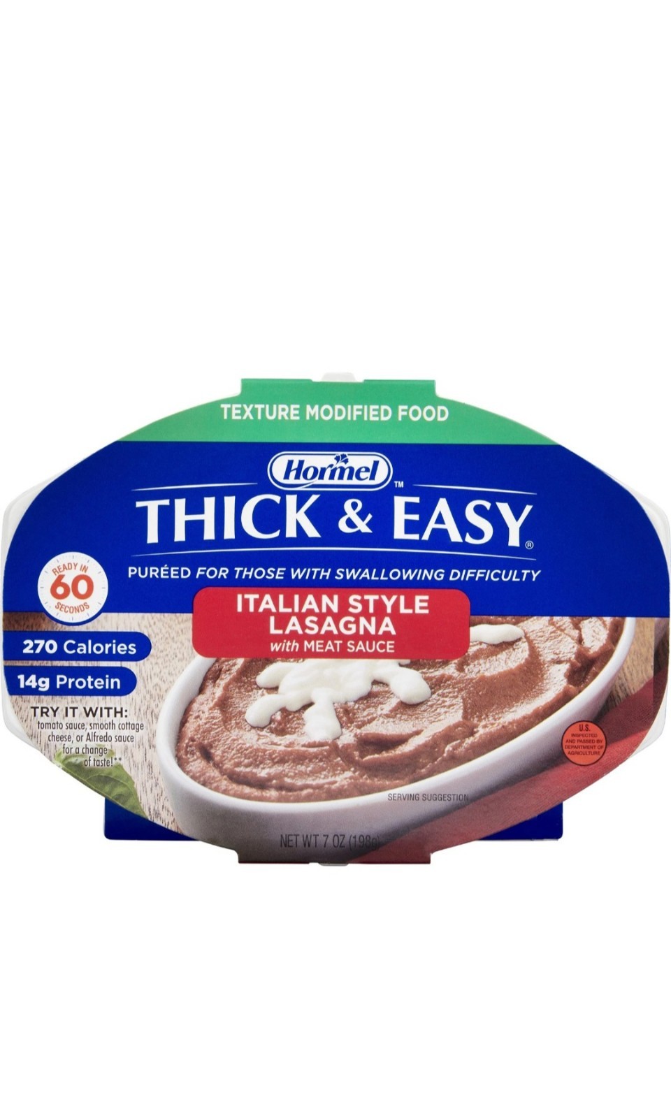 Thick & Easy 60744 Purees Thickened Food Beef Lasagna 7 oz Tray 7 Count