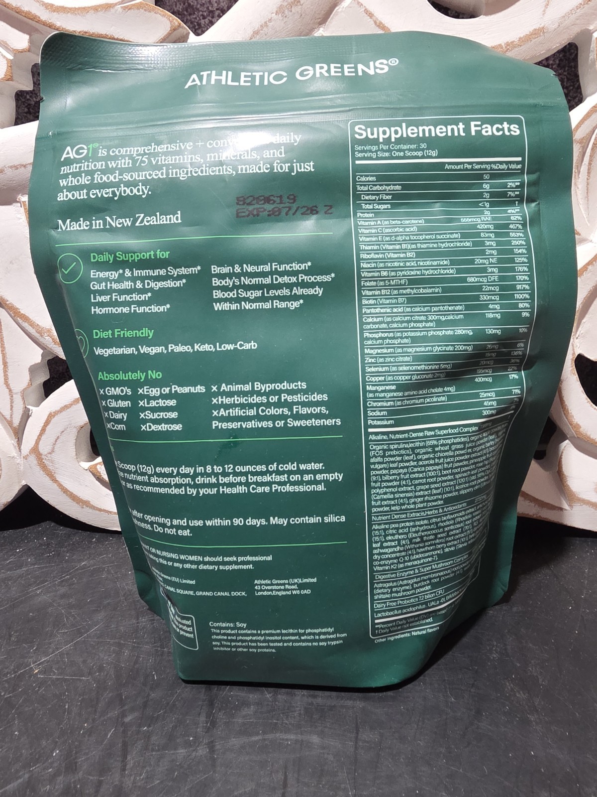 AG1 Athletic Greens Powder Pouch 12.7oz / 360g 30 Day Supply 1 Bag NEW SEALED