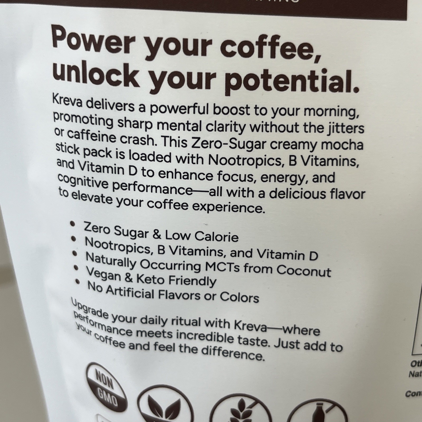 Kreva Creamy Mocha Coffee Enhancer with Nootropics & Vitamins Variety Pack 24pk