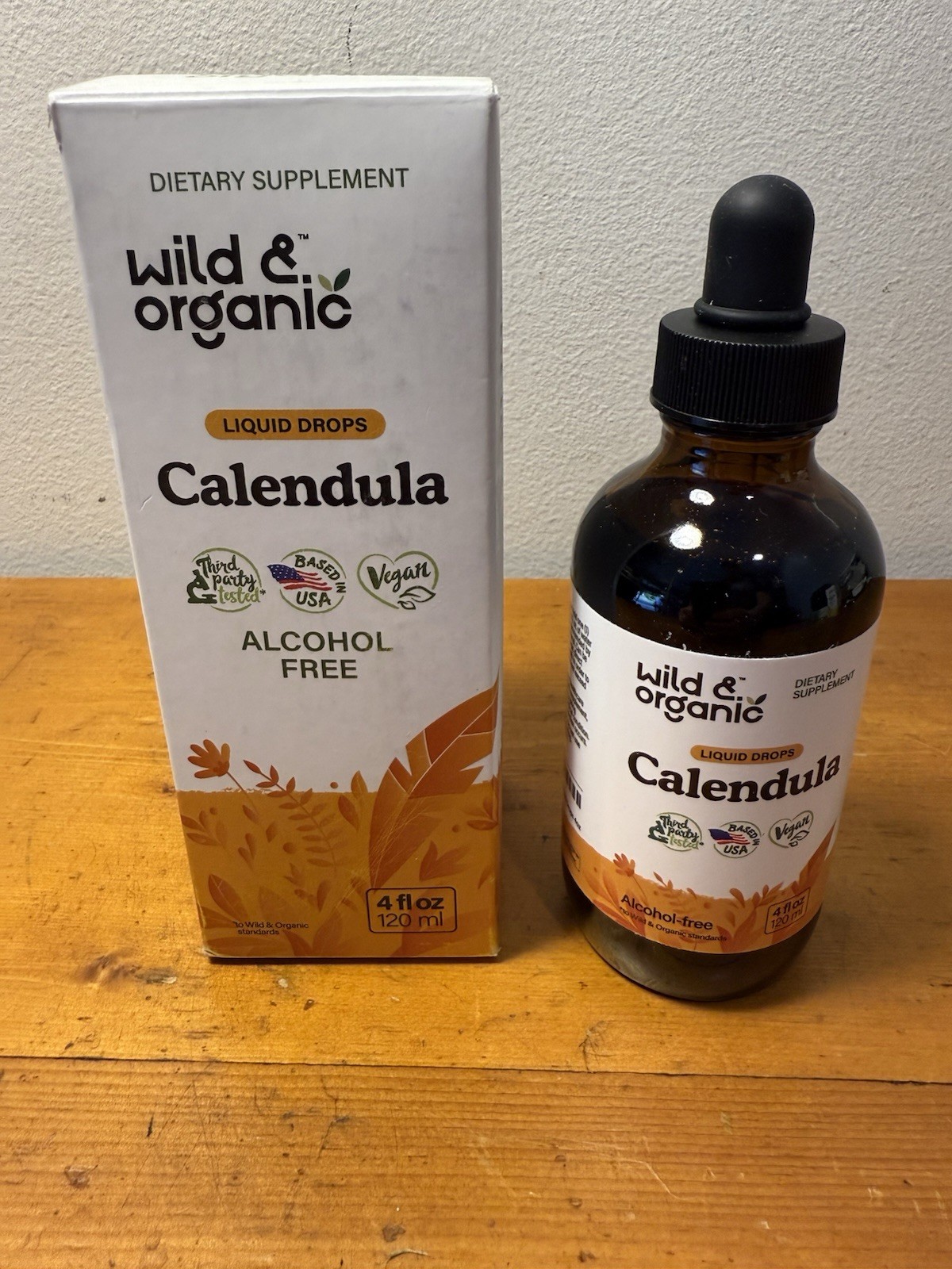Wild & Organic Calendula Extract Liquid Drops 4 fl oz Alcohol-Free