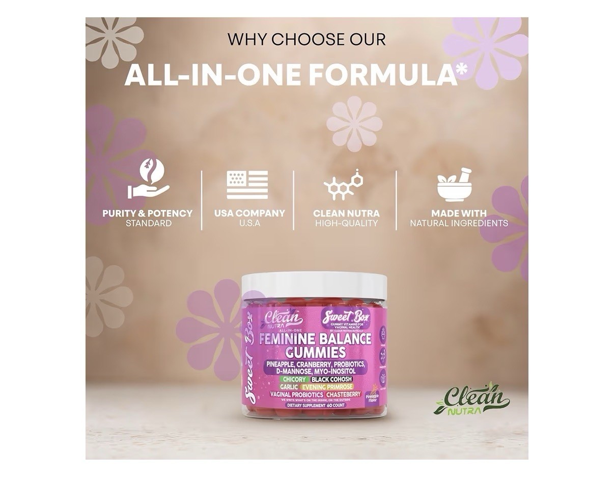 Clean Nutra Feminine Balance Gummies Vaginal Probiotic Ph Balance 60 Gummies