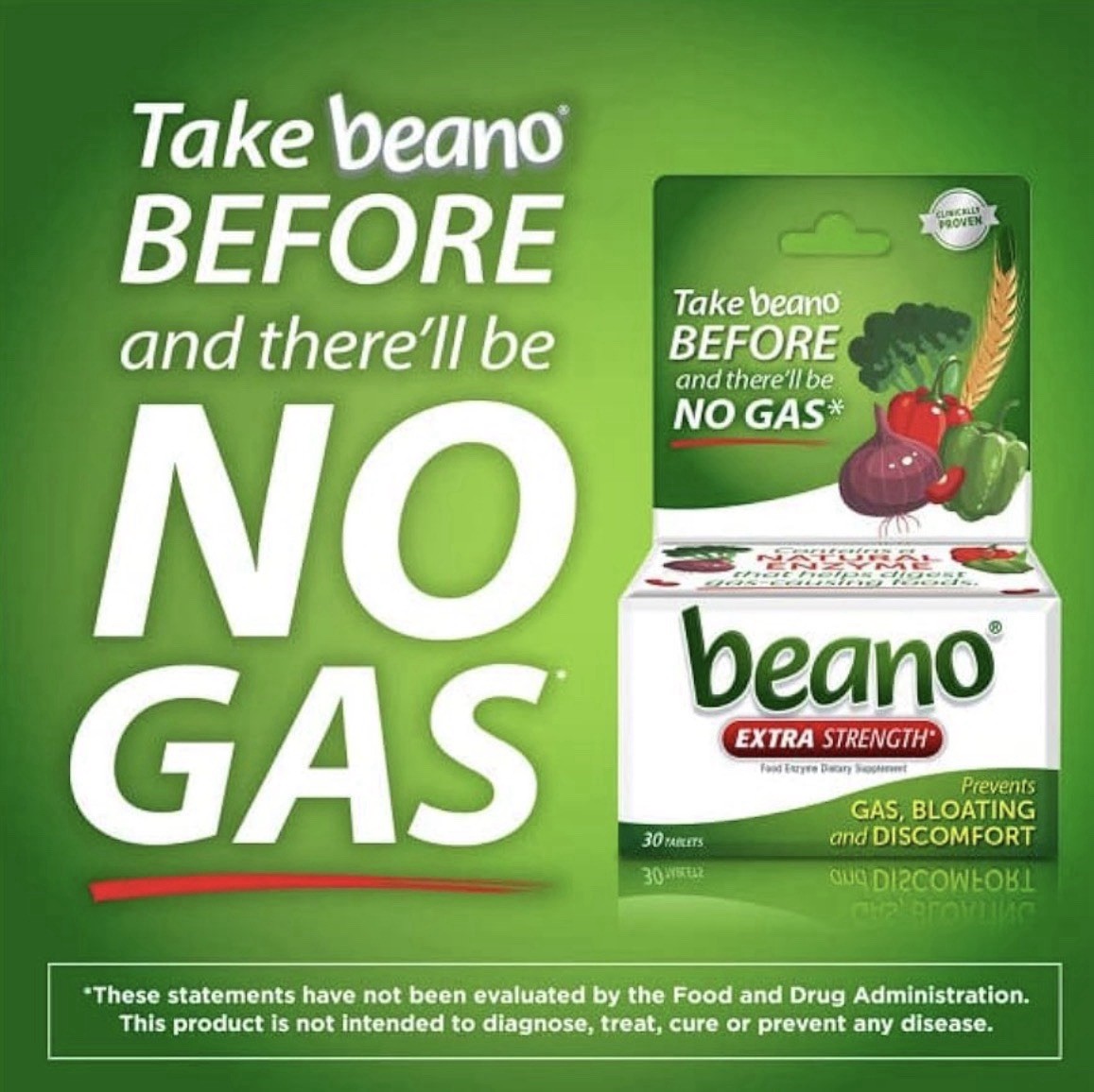 beano Extra Strength Alpha-galactosidase Enzyme Dietary Supplement 30 Tablets