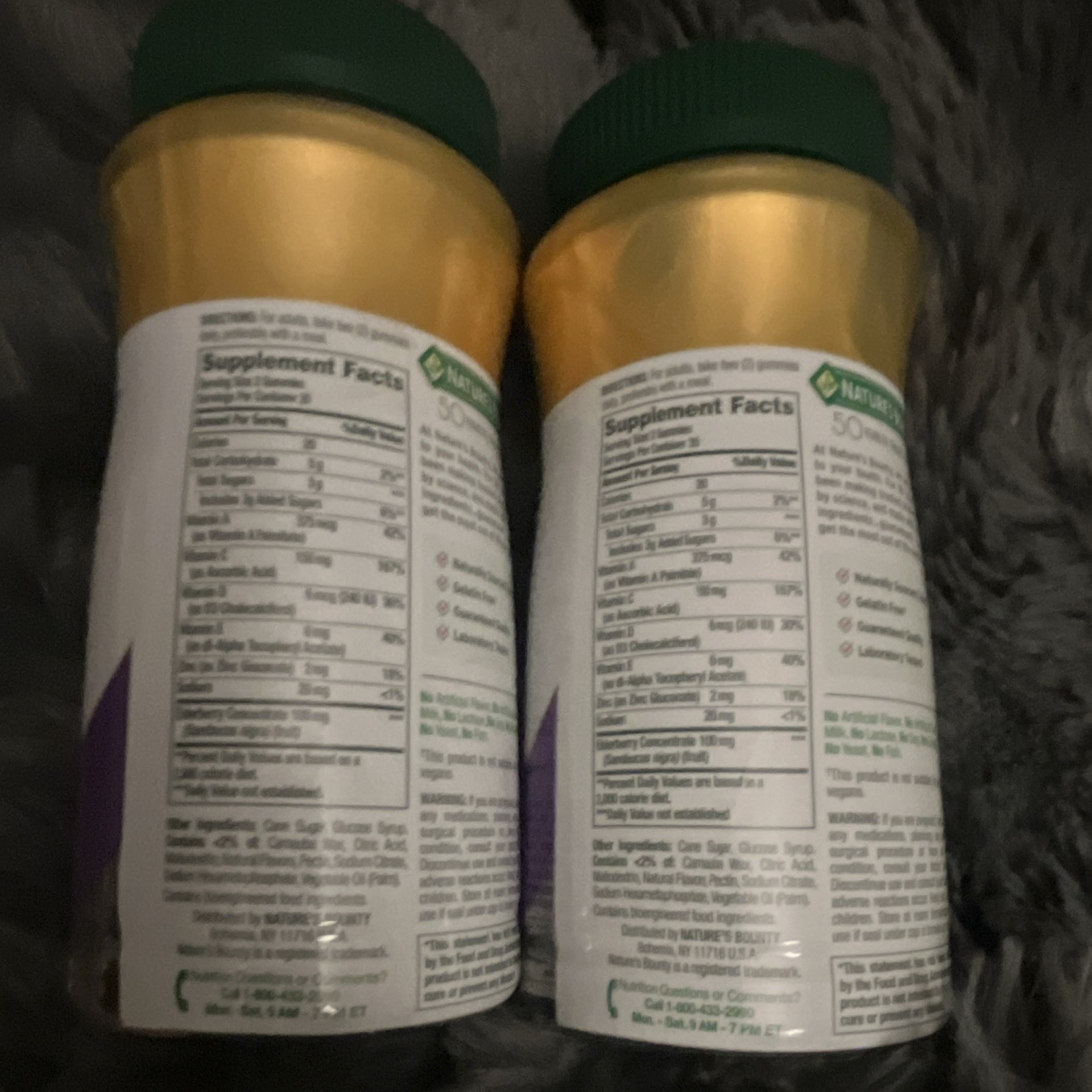 Nature’s Bounty Elderberry Gummies 100mg Vit C D Zinc No Gelatin 70ct 09/26 2 ct
